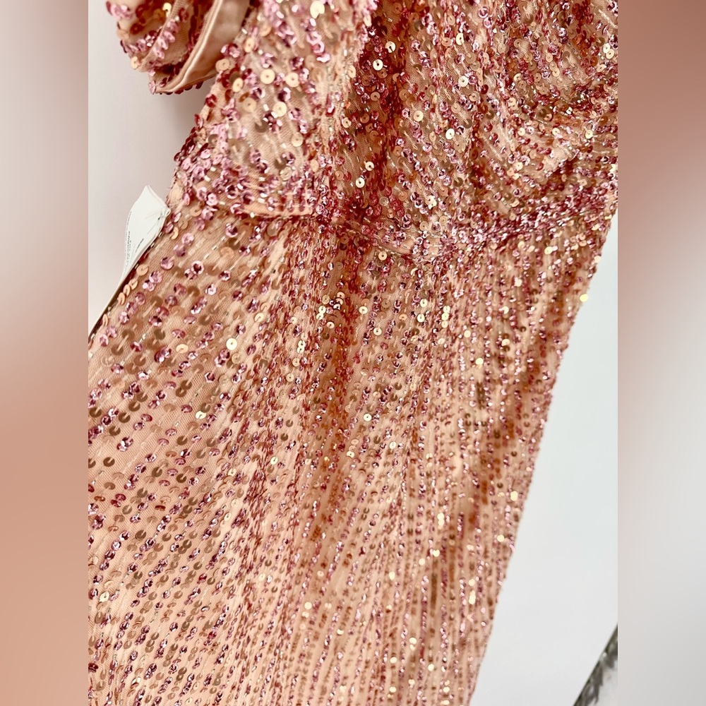 Mac Duggal | NWT Women’s 18 Apricot 5622 Sequin One Shoulder Evening Gown Prom - Picture 9 of 9